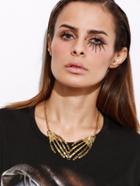 Romwe Gold Chain Skull Hands Necklace