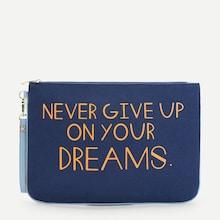 Romwe Slogan Print Zipper Clutch Bag