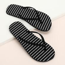 Romwe Striped Print Flip Flops