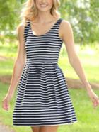 Romwe Scoop Neck Striped A-line Dress