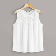 Romwe Guipure Lace Yoke Top