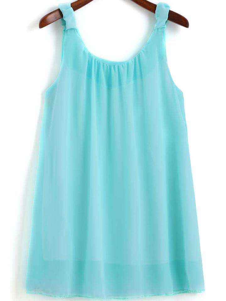 Romwe Turquoise Spaghetti Strap Loose Cami Top