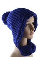 Romwe Blue Twisted Ball Knit Hat