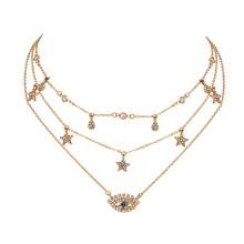 Romwe Eye & Star Detail Layered Chain Necklace