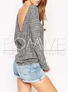 Romwe Grey Long Sleeve Backless Sweater