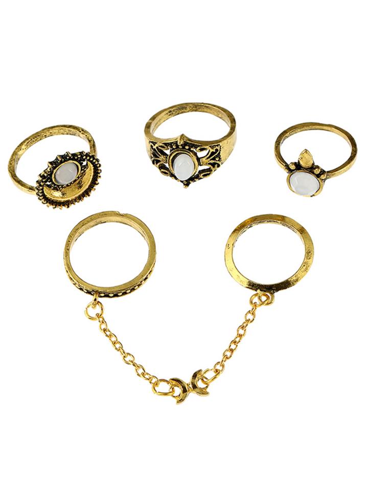 Romwe Chain Link Ring Set 4pcs
