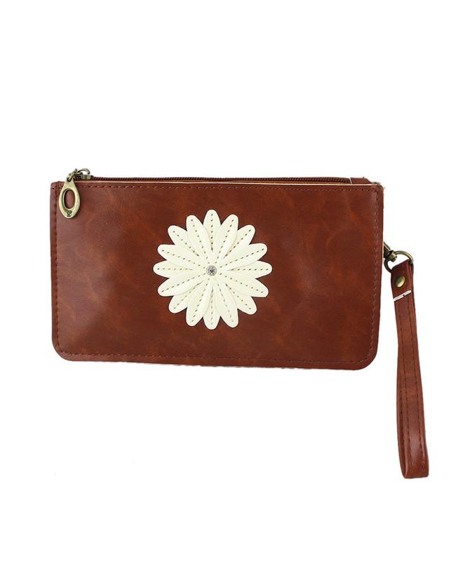 Romwe Coffee Small Pu Leather Bag