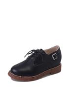 Romwe Buckle Detail Lace Up Oxfords