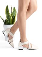 Romwe Beige Cross Chunky Heeled Ballet Shoes