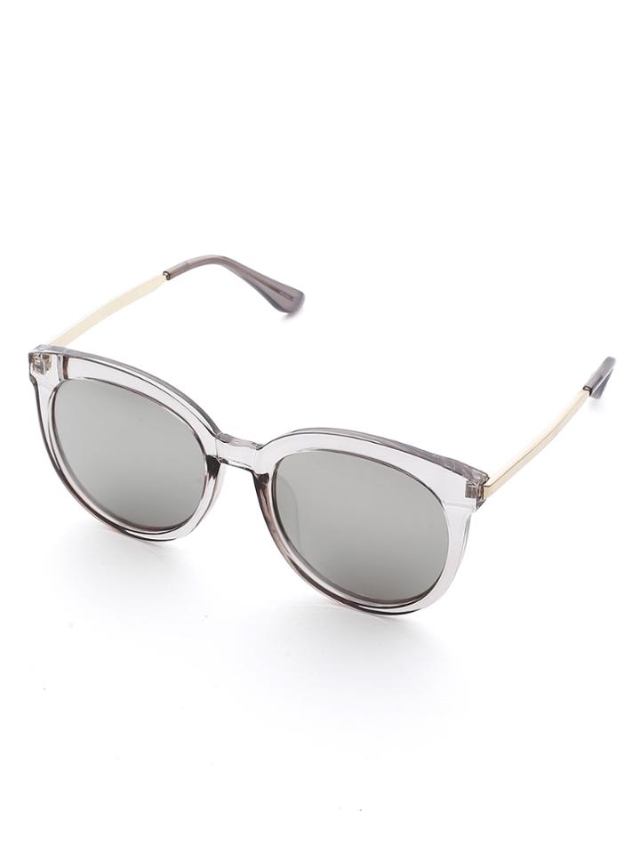 Romwe Clear Frame Round Lens Sunglasses