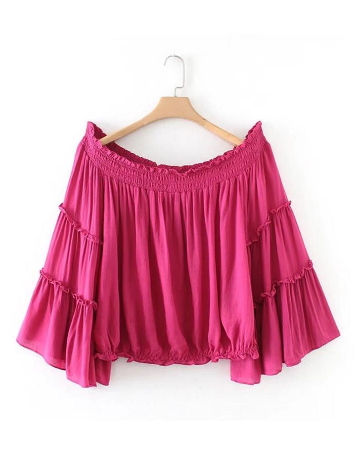 Romwe Frill Detail Bardot Blouse