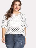 Romwe Ruffle Sleeve Spot Blouse