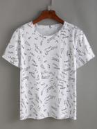 Romwe White Graphic Print T-shirt