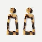 Romwe Leopard Pattern Geometric Drop Earrings