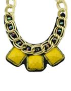 Romwe Yellow Wide Chain Collar Necklace