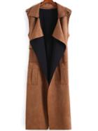 Romwe Lapel Drape Front Wraped Bow Vest