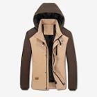 Romwe Men Color Block Drawstring Detail Hooded Jacket