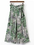 Romwe High Waist Contrast Striped Wide Leg Pants