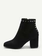 Romwe Studded Detail Chelsea Ankle Boots
