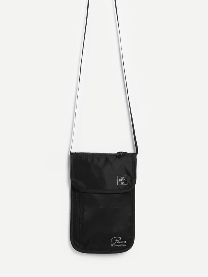 Romwe Logo Print Nylon Pouch Bag