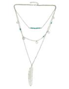 Romwe Silver Plated Beads Leaf Necklace