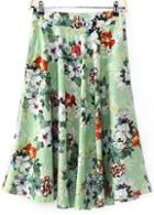 Romwe Florals Pleated Skirt