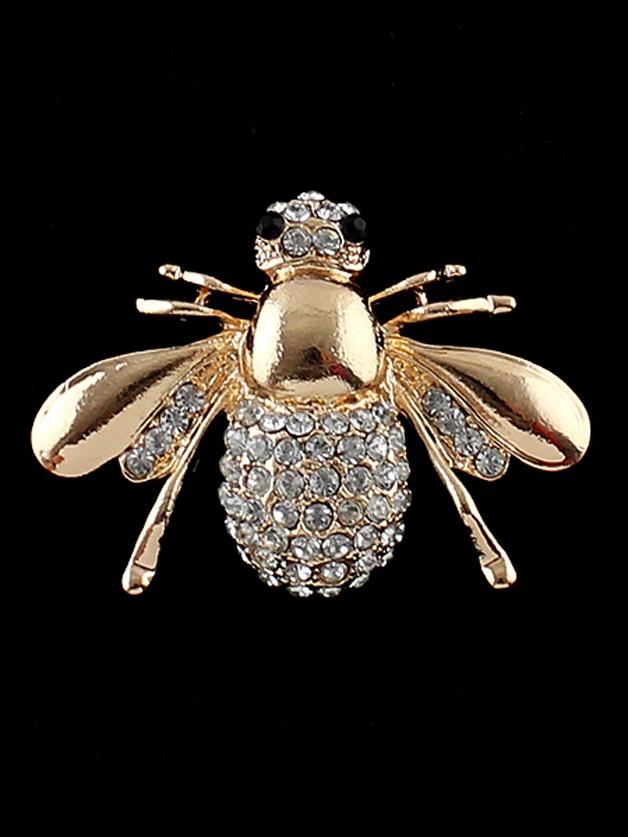 Romwe Vivid Bee Shape Rhinestone Brooch