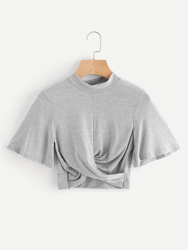 Romwe Twist Front Slub Tee