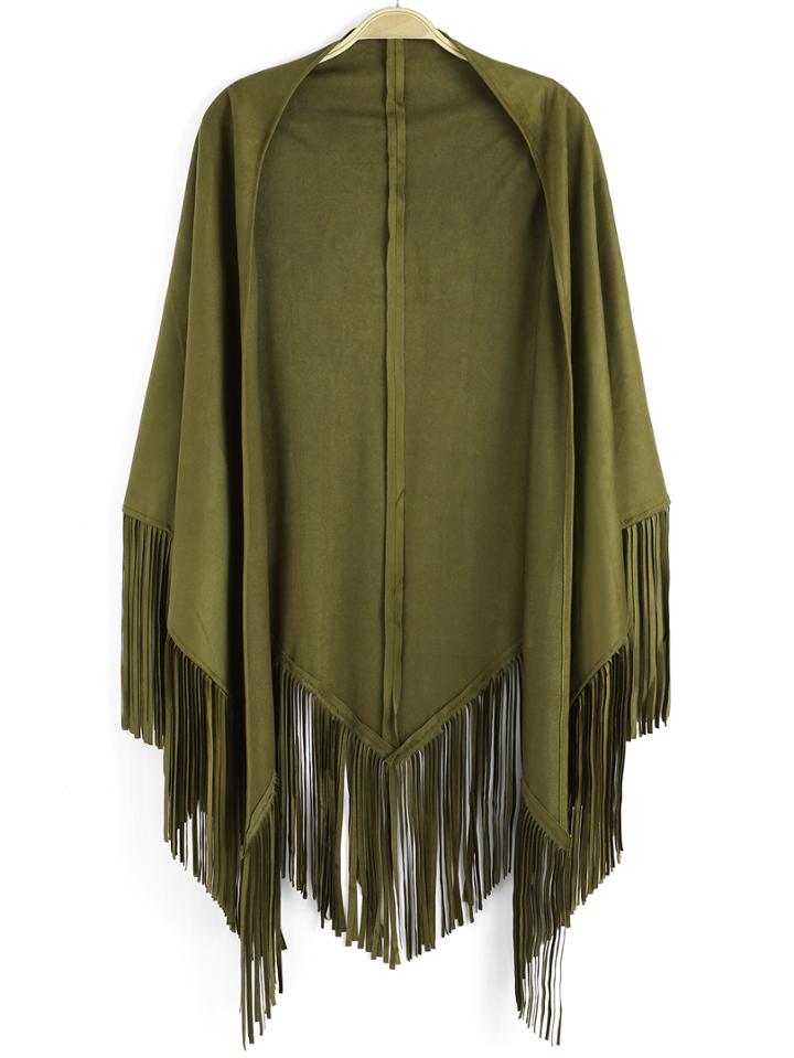 Romwe Suede Tassel Green Scarf