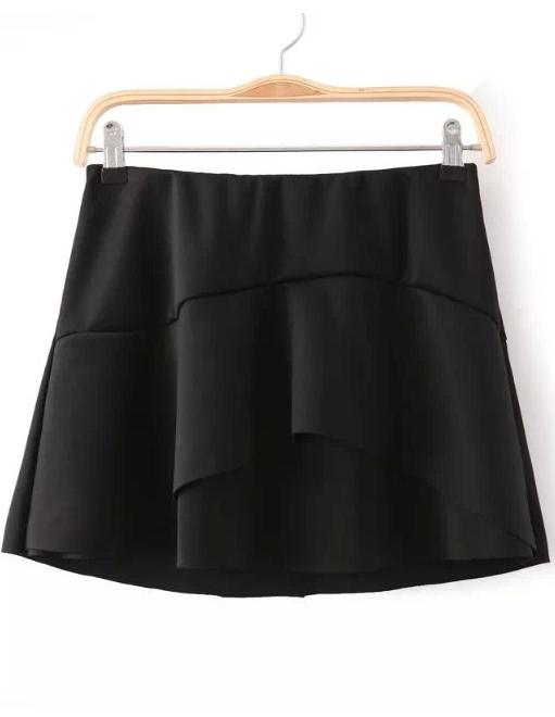 Romwe Flouncing Flare Black Skirt