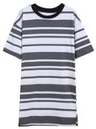 Romwe Round Neck Striped Grey And White Dress