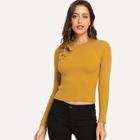 Romwe Side Tie Rib Knit Jumper