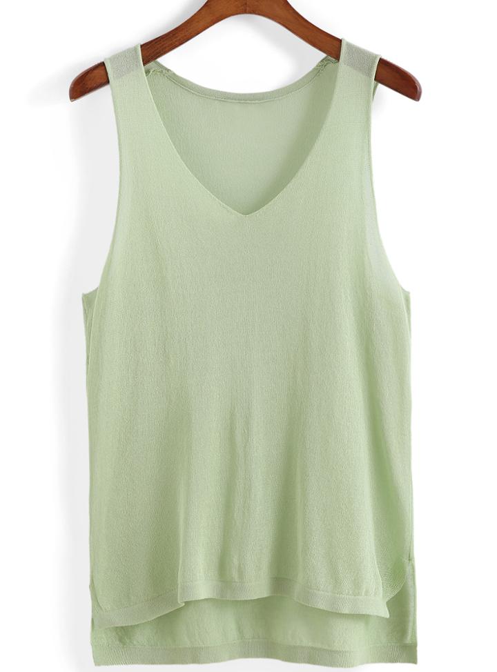 Romwe V Neck Dip Hem Tank Top