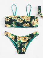 Romwe Floral Print Bikini Set
