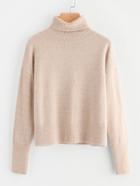 Romwe Drop Shoulder Rolled Neck Jumper