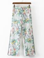 Romwe Multicolor Floral Elastic Waist Pocket Shift Pants