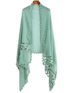 Romwe Green Applique Hollow Out Scarf
