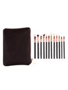 Romwe 12pcs Black Professional Makeup Brush Set With Bag