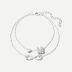 Romwe Letter M Detail Layered Chain Anklet