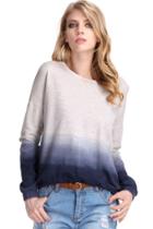 Romwe Gradient Color Blue-grey Pullover