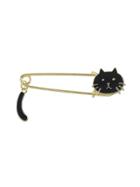 Romwe Black Enamel Cat Shape Brooch