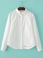 Romwe Heart Embroidery White Blouse