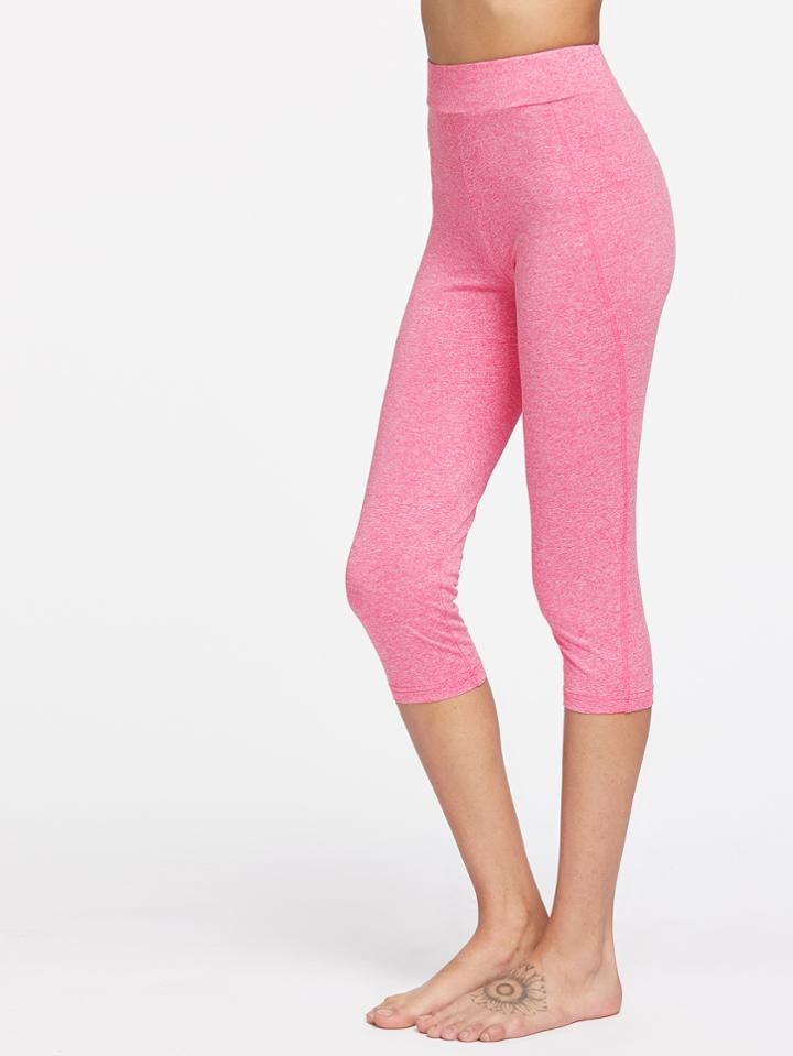 Romwe High Rise Crop Marled Leggings
