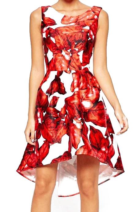 Romwe Open Back Flower Print High Low Dress