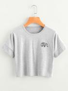 Romwe Elephant Print Slub Tee