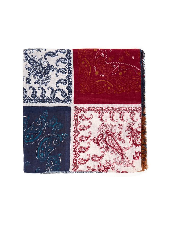 Romwe Frayed Trim Paisley Print Scarf