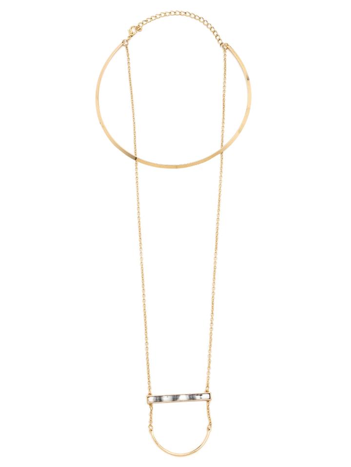 Romwe Gold Metallic Minimalist Chocker Necklace