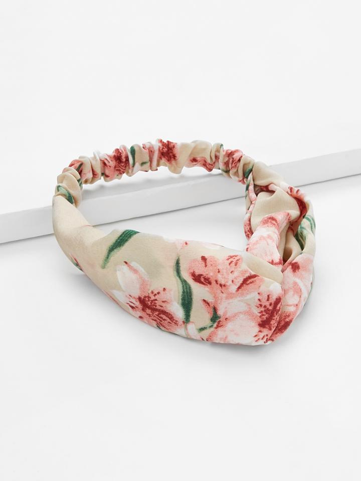 Romwe Knot Design Calico Print Headband