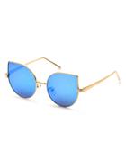 Romwe Metal Frame Blue Cat Eye Sunglasses