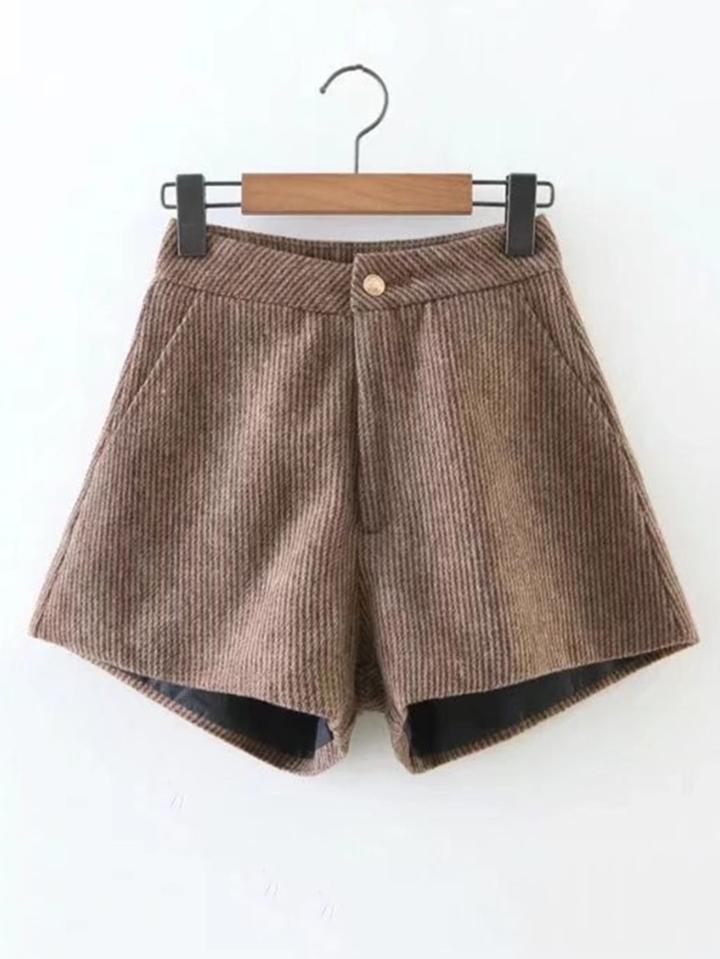 Romwe Ribbed Corduroy Shorts